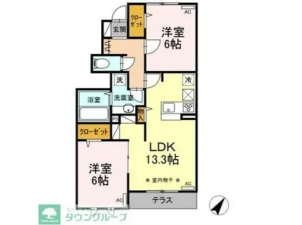 LA MER(2LDK/1階)の間取り写真