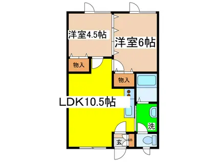 コーポ2000(2LDK/1階)の間取り写真