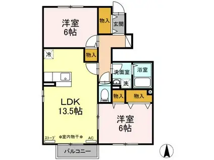 メゾン・ド 大野 A(2LDK/1階)の間取り写真