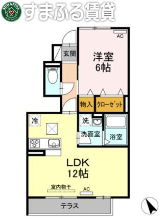 グランドゥール A(1LDK/1階)の間取り写真