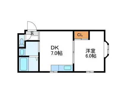 S-COURT17 エスコート17(1DK/2階)の間取り写真