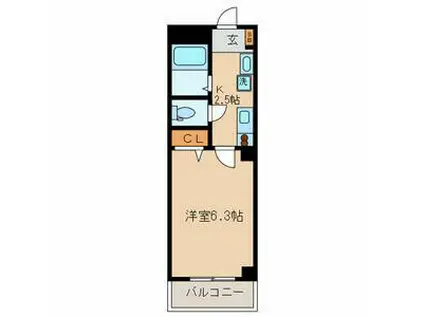 第二アルレ堀之内(1K/4階)の間取り写真