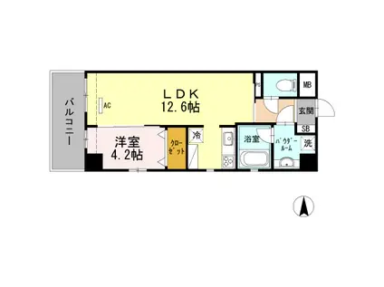 D.CORTILE(1LDK/5階)の間取り写真