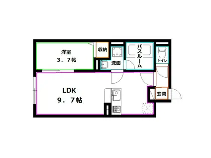 プロスタイルウェルス下井草(1LDK/1階)の間取り写真