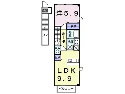 アベニューみなみ(1LDK/2階)の間取り写真