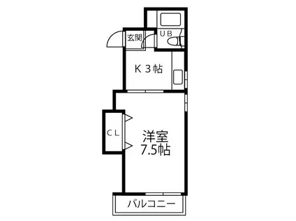 シティ上馬(1K/2階)の間取り写真
