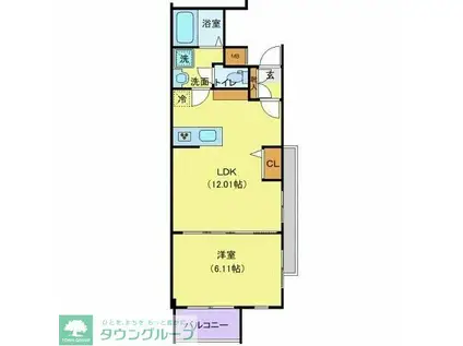 セリュークス高田馬場(1LDK/5階)の間取り写真