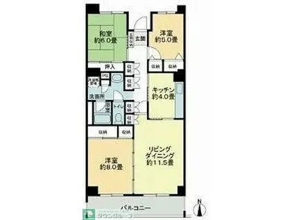 テレパレス船橋三咲A棟(3LDK/2階)の間取り写真