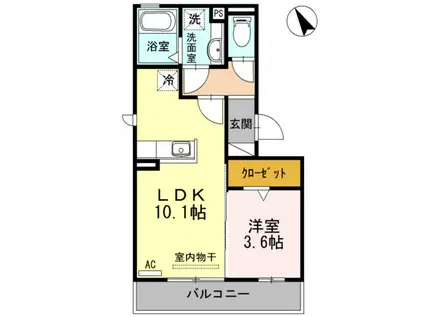 エスペランサ C棟(1LDK/2階)の間取り写真