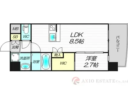 セレニテ東三国ミラク(1LDK/8階)の間取り写真