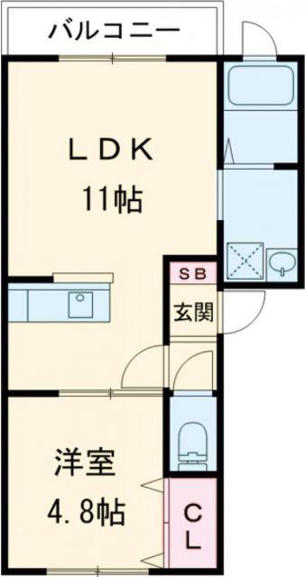 ラピスコート港(1LDK/3階)の間取り写真