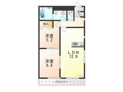 メゾンとっく(2LDK/1階)の間取り写真