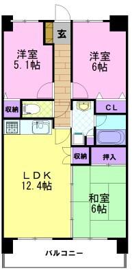 元今泉レジデンス(2SLDK/2階)の間取り写真