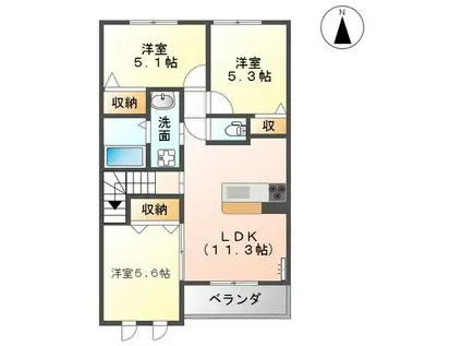 カーラシエスト(3LDK/2階)の間取り写真