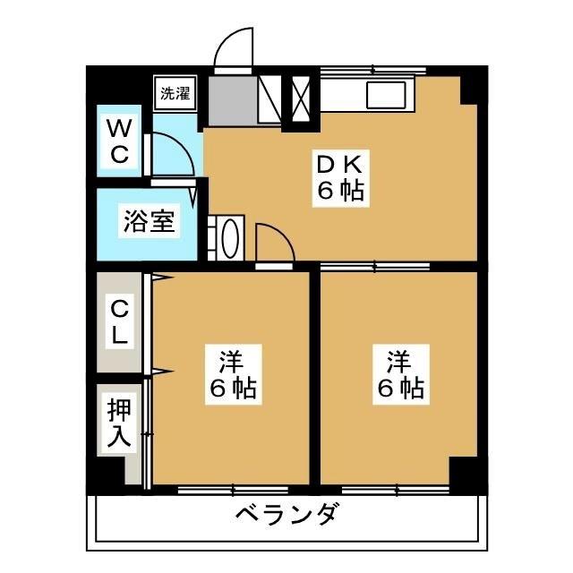エステート奥住(2DK/3階)の間取り写真