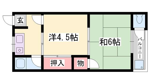 たくみ荘(2K/2階)の間取り写真