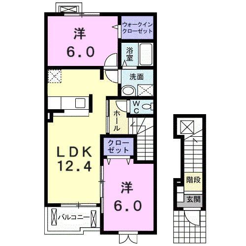 クラールヒル(2LDK/2階)の間取り写真