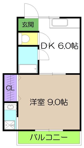 ドリームハウス(1DK/3階)の間取り写真
