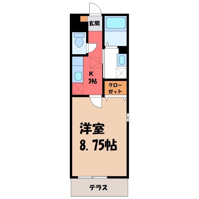 VIクラインアスト(1K/2階)の間取り写真