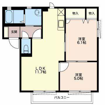 サニーユアーズ・FK D棟(2LDK/2階)の間取り写真
