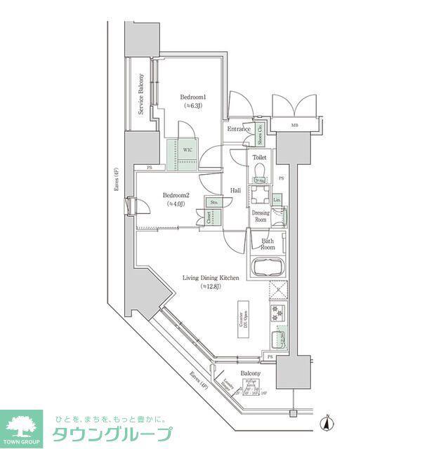 ブルックサイドレジデンス木場(2LDK/8階)の間取り写真