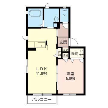 コーポ白馬(1LDK/1階)の間取り写真