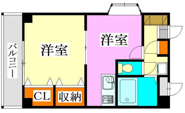 ウインベルデュエット船橋薬園台(2K/3階)の間取り写真