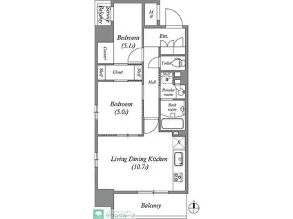 コスモグラシア三ノ輪(2LDK/8階)の間取り写真