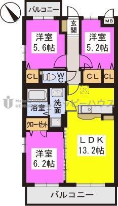 フォンターナ(3LDK/2階)の間取り写真