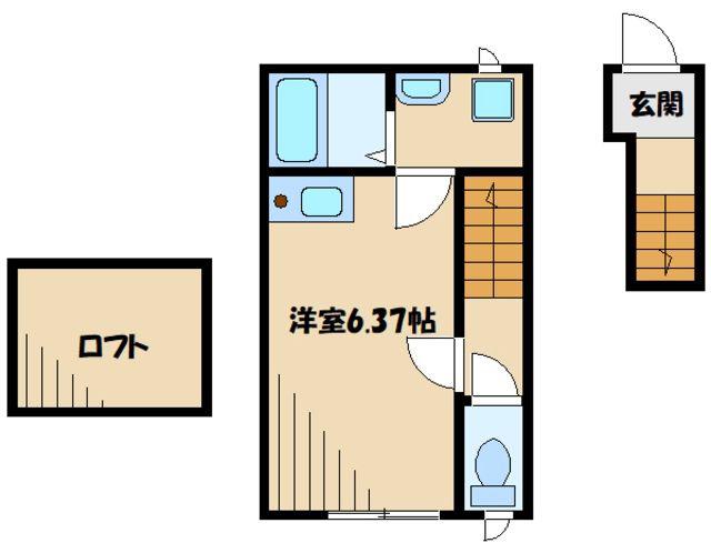 カインドネス町田旭町(1K/2階)の間取り写真
