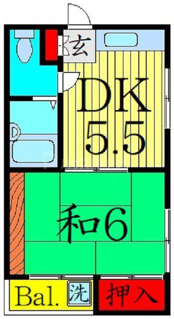 宍戸ビル(1DK/3階)の間取り写真