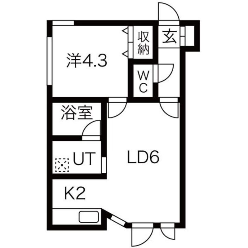 カラバオ白石(1LDK/1階)の間取り写真