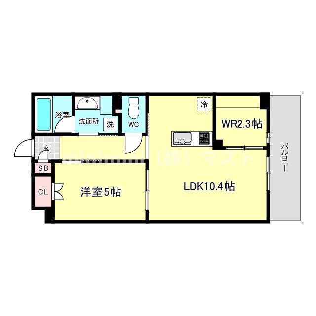 ESTAGEO北田辺(2LDK/5階)の間取り写真