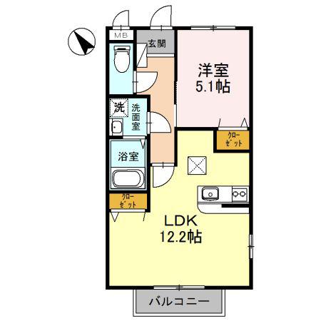 レオントポディウムII番館(1LDK/2階)の間取り写真