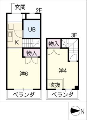 アネックス山手(2K/2階)の間取り写真
