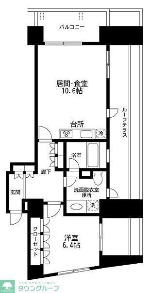 アーバンパーク麻布十番(1LDK/9階)の間取り写真