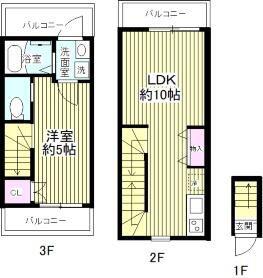 チェスナッツ蒲田(1LDK/2階)の間取り写真