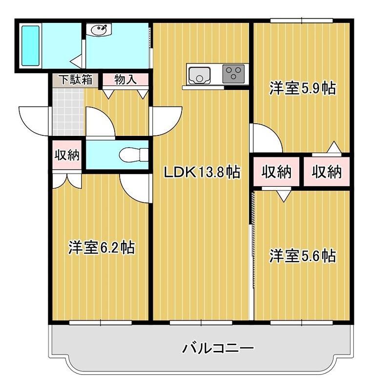 サンクレール常盤(3LDK/1階)の間取り写真