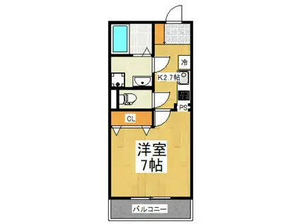 ブランルミエ秋津(1K/1階)の間取り写真