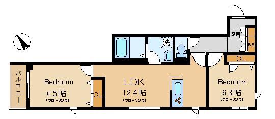 コンフォーザ(2LDK/2階)の間取り写真
