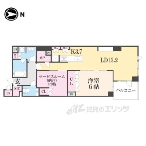 グランドメゾン京都御池通(1LDK/10階)の間取り写真