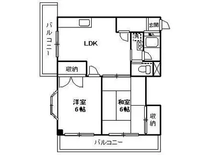 矢島ハイツ(2LDK/3階)の間取り写真
