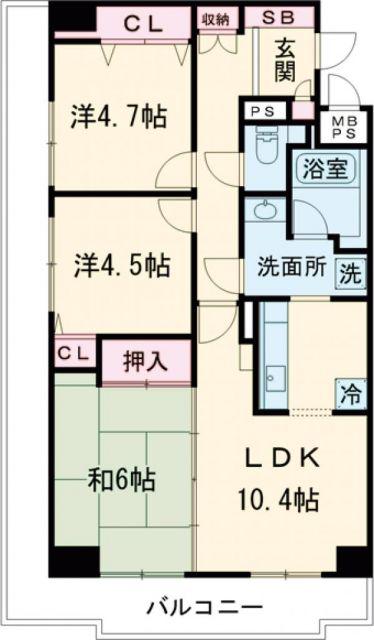 グランデュオ五日市駅前ウエスト(3LDK/10階)の間取り写真