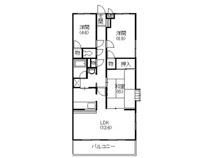 リヴェールセントラルハイツ(3LDK/1階)の間取り写真