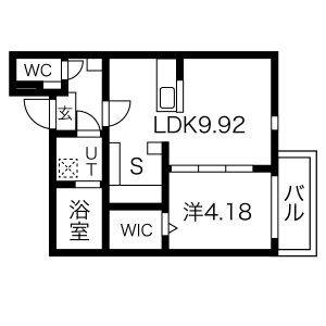 STORIA志賀本通(1LDK/1階)の間取り写真