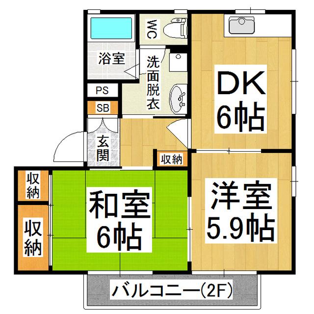 フレグランス・MIYA(2DK/2階)の間取り写真