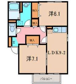 フラーゼA(2LDK/2階)の間取り写真