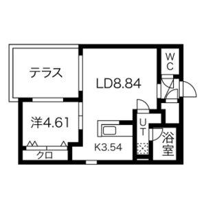 HARMONIA(1LDK/1階)の間取り写真