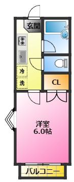 ボヌール元住吉(1K/1階)の間取り写真