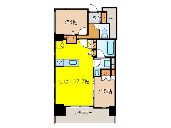 ディ―ムス東陽町(2LDK/5階)の間取り写真